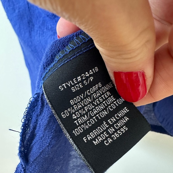 ⛱️ 2/20$  Mandee blue azul long shirt . 3/4 sleeves 100% coton - Picture 5 of 8